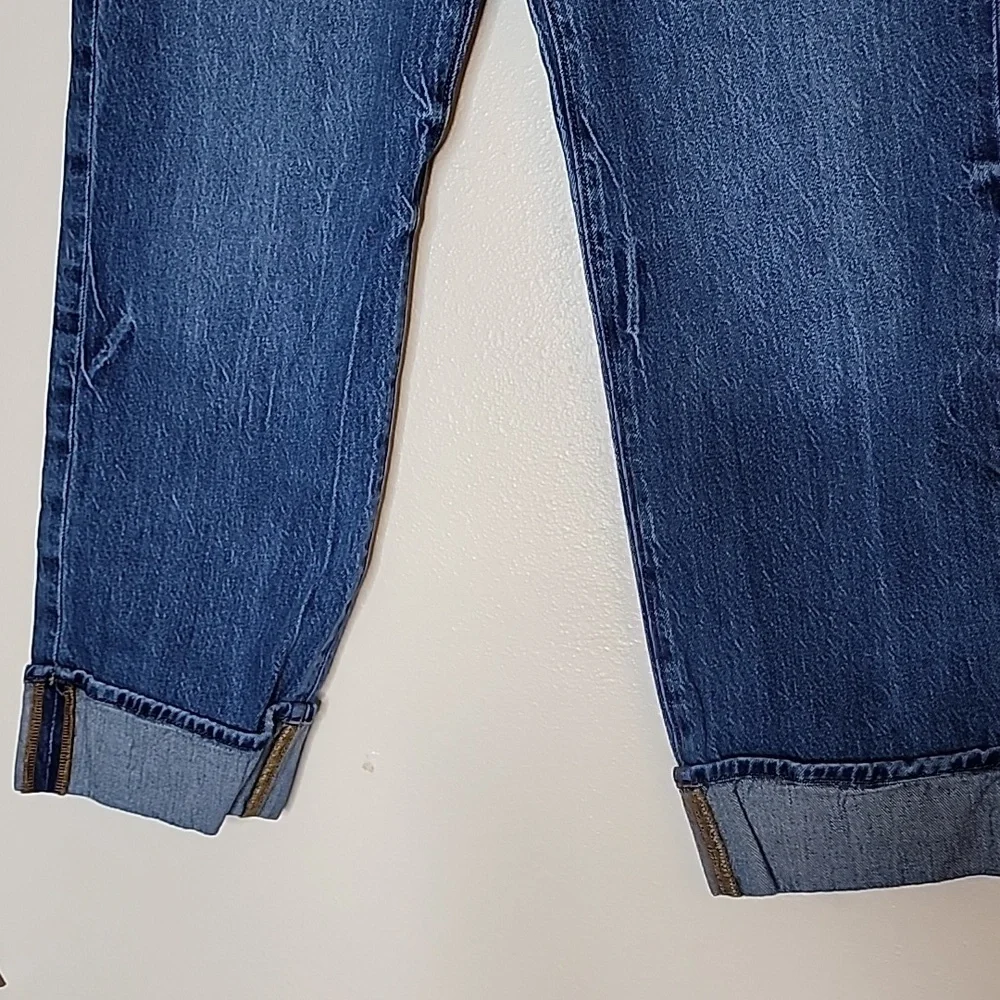 LOFT The Straight Cuffed Medium Blue Women's Jeans High Waist Summer Preppy - Picture 3 of 16